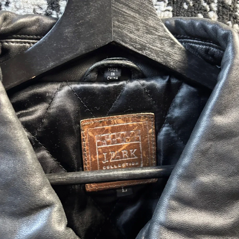 J. Park Collection Mens Black Genuine Lamb Leather Bomber Jacket Size Large - Picture 3 of 7